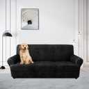 molasofa Leather Look T-Cushion Sofa Slipcovers with 3 Individual Shape Seat Covers for Home Dcor, 4 Pieces - Stretchable, Washable, Non-Pilling, Non-Slip Sofa Slipcover (Sofa, 02 Black)