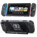 PAWDIARY Glitter Protective Case for Nintendo Switch 2 (2025 Release), Ultra-thin PC New Console & Controller Handle Switch 2 Protector, Scratch-Resistant Design Clear Hardshell Skin