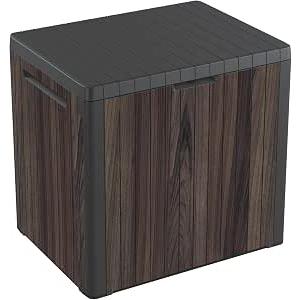 Keter Signature 113L City Outdoor Garden Storage Box - Rosewood | Compact, Weather‑Resistant Storage with Lockable Lid & Multi‑Functional Design