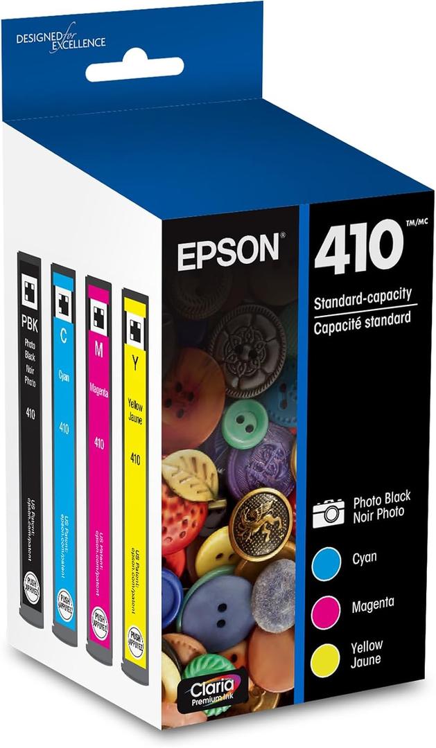 EPSON 410 Claria Premium Ink Standard Capacity Photo Black & Color Combo Pack (T410520-S) Works with Expression XP-530, 630, 640, 7100, 830