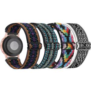 Quick Release Adjustable Stretchy Watch Band - Choice of Width - 18mm, 19mm, 20mm, 22mm Elastic Watch Straps Solo Loop Sport Nylon Replacement Wristband (Boho Set)