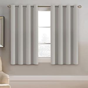 H.VERSAILTEX Blackout Curtain for Living Room Small Window Kitchen Blackout Curtains 45 inch Length Energy Saving Solid Grommet Blackout Drape, One Panel, Stone, 52" W x 45" L