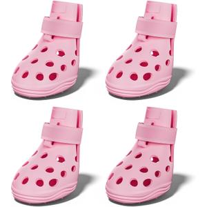 Dog Shoes for Hot Pavement, Breathable Dog Boots Paw Protectors with Adjustable Straps & Non-Slip Sole, Easy On & Off, Waterproof, Easy-Cleaning (Pink, M)