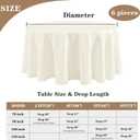 Fitable 6 Pack Ivory Round Tablecloths - 120 Inches in Diameter - Stain Resistant and Washable Table Clothes, Polyester Fabric Table Covers for Wedding, Party, Banquet, Formal Events