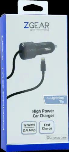 ZGear High Power Lightning Cable Car Charger - Black, 5 ft - Kroger