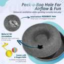 MeowMates Peekaboo Cat Cave Donut Bed for Multiple Cats Upto 45lbs, 3-in-1 Large Cat Tunnel & Donut Bed Combo w Round Tunnel Scratcher for Indoor Cats, Hanging Toy, Washable & Detachable - Dark Grey