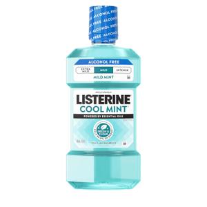 Listerine Cool Mint Alcohol-Free Mild Mouthwash, Oral Rinse Kills 99.9% of Germs that Cause Bad Breath, Less Intense Taste, Mild Mint Flavor, 500 mL (16.9 Ounce (Pack of 6))