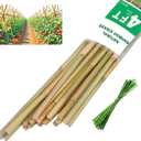 4ft Natural Bamboo Plant Stakes for Tomatoes, Beans, Flowers, Potted, Climbing Plants 30pcs
