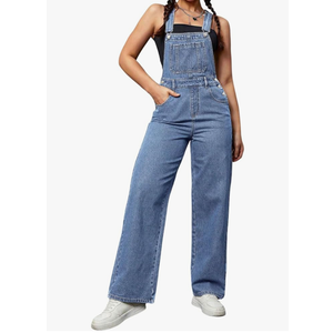 WDIRARA Women's Denim Overalls Adjustable Strap Jean Jumpsuit Bib Overalls size M