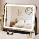 Vanity Mirror with Lights 22"x17", Lighted Makeup Mirror with 10X Magnification, 3 Color Dimmble Lights, Touch Control, 360° Rotation, Metal Frame, Women's Gift, For Bedroom/Dressing Room, Black