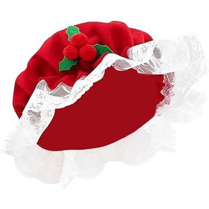 Mrs Claus Hat Old Lady Santa Cap Granny Red Bonnet Christmas New Year Party Grandma Maid Cosplay Costume Accessories