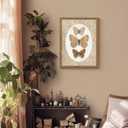 Vintage Wall Art Framed Butterfly Pictures Wall Decor, Antique Bathroom Decor, Moody Cottage Core Painting Canvas Prints, Insect Farmhouse Artwork for Bedroom Living Room 16x24 Inch
