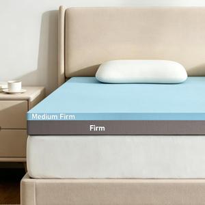 King Mattress Topper Firm 3-Inch: Firm & Medium Firm Dual Firmness Flippable, High Density Memory Foam for Back Pain Relief, Breathable Bamboo Mattress Pad for Couple, CertiPUR-US Certified 80x76