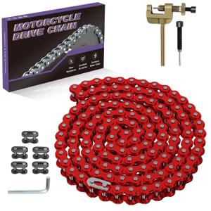 35 Go Kart Roller Chain 4 Feet Replacement for Go Cart Mini Bike ATV Pit Dirt Bike Motorcycle Bicycle with #35 Chain Master Links Powersports Accessories Parts (128 Links) (Red)