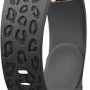 No Gap Leopard Engraved Bands Compatible for Samsung Galaxy Watch 6/5/4 Band 40mm 44mm, Watch 6 47mm 43mm,5 Pro 45mm, Watch 4 Classic 42mm 46mm, 20mm Soft Silicone Replacement Strap for Women (ABlack)