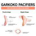 2 x Garkoko Baby Pacifiers 0-6 Month, Soft Silicone Newborn Pacifiers with Large Air Holes, BPA Free, Set of 2 in Thumb & Breast-Like Shape