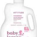 ATTITUDE Baby Laundry Detergent Liquid, EWG Verified, Safe for Baby Clothes, Infant and Newborn, Vegan and Naturally Derived Washing Soap, HE Compatible, Unscented, 80 Loads, 67.6 Fl Oz