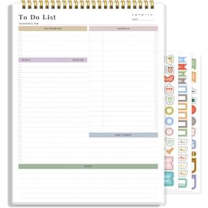 To Do List Notepad Undated, Daily To Do List Notebook (8.5"x 11") Spiral Daily Task Hourly Schedule Planning Pad with Checklist Suitable for Office, Home and School 104 Pages