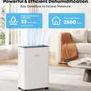 2500 Sq.Ft Dehumidifier for Basement, 32 Pint Dehumidifiers for Home with Drain Hose, Ultra Quiet 32dB, Smart Humidity Control, 24H Timer, Energy Efficient, Portable for Bedroom, Bathroom, RV