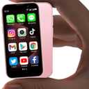 Mini Phone Unlocked World's Smallest 3.0" HD Touch Screen Mini Smartphone Android Compact Mobile Phone for Kids &Students Cell Phone wih Quad-Core Dual SIM Face lD2GB+16GB Pink