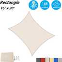 AsterOutdoor Sun Shade Sail Rectangle 16' x 20' UV Block Canopy for Patio Backyard Lawn Garden Outdoor Activities, Cream