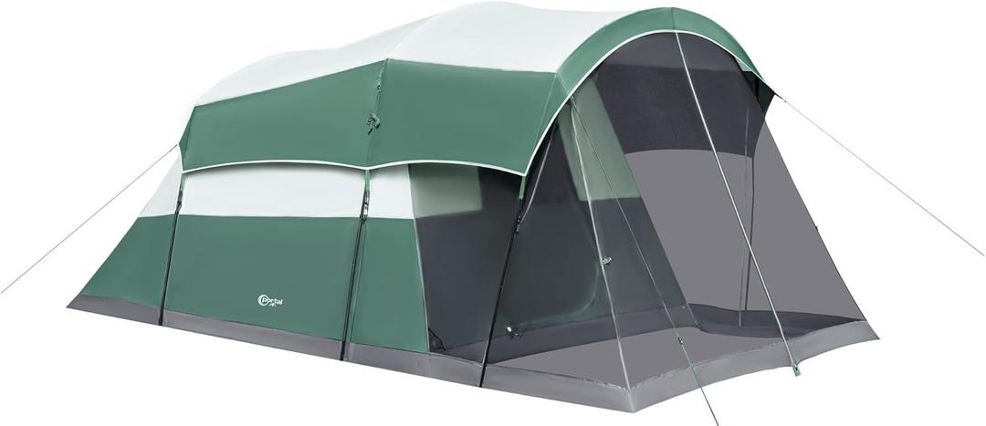 PORTAL 6 Person Family Camping Tent with Screen Room, Water Resistant Big Tunnel Tent with Rainfly, Large Family Tent for Outdoor Camping, Party (Green)