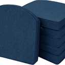 Outdoor Chair Cushions, Fade-Resistant & Water-Resistant, D Shaped Patio Furniture Seat Chair Pads Replacement with Ties, Non-Slip Bottom, Removable Cover, Set of 6, 18.5 x 16 Inch, Navy Blue