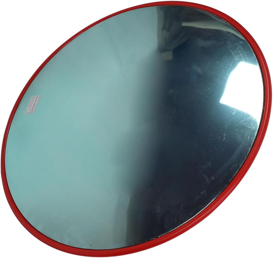 red traffic mirror wide angle