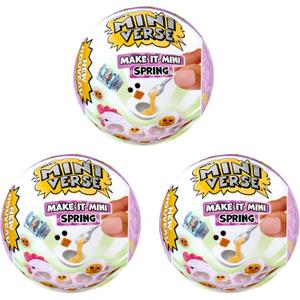 MGA's Miniverse Make It Mini Make It Mini Spring (3 Pack) - Spring, Seasonal, Easter, Blind Pack, DIY, Crafts, Activity, Resin Play, Replica Food, NOT Edible, Collectors, 8+