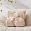 Snuggle Sac Heather Throw Blanket for Couch, Reversible Super Soft Blankets Warm Cozy Knit Fuzzy Plush Lightweight for Sofa, Bed, Camping, Picnic Heather Beige, Throw (50"x 60")