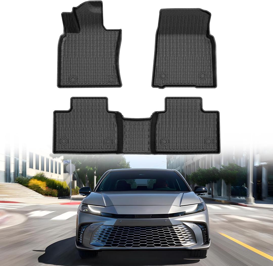 Mixsuper Floor Mats for 2025 2026 Toyota Camry (Include Hybrid), All Weather Floor Liners Durable 1st and 2nd Row Set Black