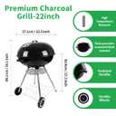 paxlloonge Charcoal Grill, 22 Inch Outdoor Enamel Apple Shape Portable Camping Grill Barbecue Charcoal Bbg Kettle Grill