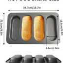 Hot Dot Bun Pan, Non-Stick Carbon Steel Baguette Pan, Perforated Hotdog Bread Pans, Mini Baguette Sandwich Baking Trays for Hot Dog Bun Rolls, Black (1 Pack)