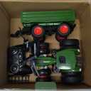 Remote Control Tractor Toy, Kids RC Tractor Set & Truck and Trailer Front Loader - Metal Car Head/8 Wheel/Light, Toddlers Farm Vehicle Toys for 3 4 5 6 7 8 9 Year Old Boys Girls Birthday Gift