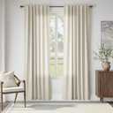 jinchan Linen Boho Curtains for Living Room Semi Sheer Curtains for Bedroom 84 Inches Long Herringbone Printed Farmhouse Drapes, Rod Pocket Window Treatment Curtain Set of 2 Panels Black on Linen