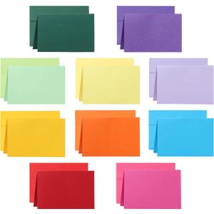 2 x 10 Assorted Colors Blank Cards and Envelopes 4 x 6 Heavyweight Folded Cardstock and A4 Printable Envelopes Self Seal 20 packs for Christmas, Wedding Invitations, Thank You Cards, Birthday (Multicolor)