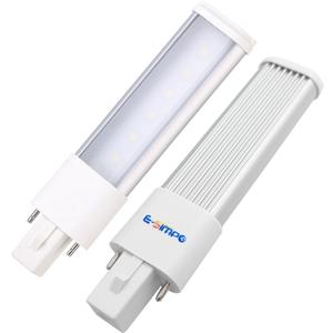 E-Simpo 2pcs L135mm/5.3" 2-Pack 4W G23 Bulb 2-Pin Plug-in Horizontal Retrofit Lamp CFL PLS-7W Replacement 110V 220V 180 View Angle Recessed Down Bulb (Warm White 3000-3500K)