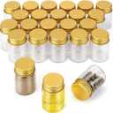 JIUWU 24-Pack Small Glass Bottles,1 Oz with Lid Decorative Bottles 1 oz Glass Jars with Lids, 30ml Travel Bottles, 37x50mm Gold-Cap Bottle for Essential Oils, Perfume & Home Storage