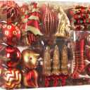 SHareconn 145pcs Christmas Balls Ornaments Set, Shatterproof Plastic Baubles Snowflakes, Stars and Tree Topper for Xmas Tree Holiday Wedding Party Decorations with Hanging Strings, Gold and Red