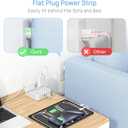 Power Strip with 20W USB Ports, 5 Ft Flat Plug Extension Cord with 6 AC Outlets, 3 USB Ports (1 USB C), Desk Wall Fast Charger, Non Surge Protector for Office, Dorm, Travel, Cruise Ship Essentials