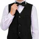 Boys Suit Set Formal Dress Shirt with Bowtie Vest Pants Toddler Boy Tuxedo Suits (12 Years, Black 4pc)