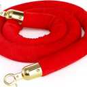 Okllen 1 Pack Red Velvet Stanchion Rope, 5 Feet Crowd Control Ropes Safety Barriers with Polished Gold Hooks for Movie Theater, Queue Barrier, Grand Openings, Hotel Celebration, Carpet Event