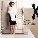 Zhanmai Winter Faux Fur Long Shawl Cloak Stretchy Satin Glove Opera Bridal Dance Gloves for Women Wedding Dress Party Coat (White)