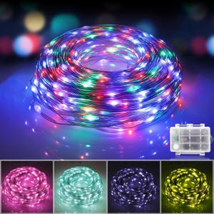RadiantFlux Fairy String Lights - 16.4ft 50 LED Battery Operated, 21 Modes, IP65 Waterproof, Multi-Color Changing for Christmas Indoor Outdoor Decor