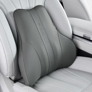 Coverado Lumbar Support Pillow for Car, Ergonomic Memory Foam Back Pillow for Office Chair, Back Cushion for Back Pain Relief, PU Leather Car Lumbar Support for Driving Seat - Gray
