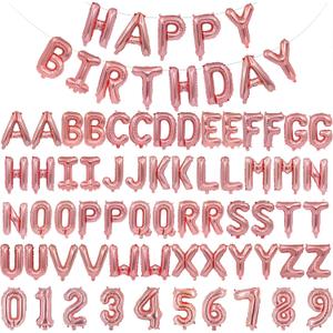 75pcs 16" Happy Birthday Balloon Banner, Pink Rose Gold Balloons Letters, Personalized Mylar Foil Birthday Decorations includes 2 Sets A- Z, 1 set Number 0-9 "HAPPY BIRTHDAY" letters