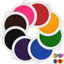 Lorzon 8 Colors Rainbow Stamp & Ink Pads for Kids - 7" Large Round Safe & Washable, Handprint Footprint Ink Pads for Preschool Classroom, Card Making & Scrapbook, Fabric - Gifts for Birthdays/Holidays