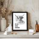 arteWOODS Funny Highland Cow Bathroom Wall Art - Rustic Farmhouse Wall Decor with Humorous Quotes Black Framed Print Artwork Cute Animal Pictures for Shower Toilet Restroom Kid's Washroom 8x10 Inch