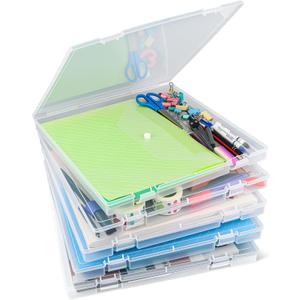 OUPSAUI 12x12'' Scrapbook Paper Storage, 5 Pack Board Game Storages, Stackable Paper Storage for Magazine, Art Supplies, Files, Photo, Vinyls, Crafts