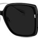 BOLON Women Trendy Elegant Oversized Square Sunglasses, Exclusive Eyewear Brand of EssilorLuxottica (Gloss Black/Silver/Grey Polarized)